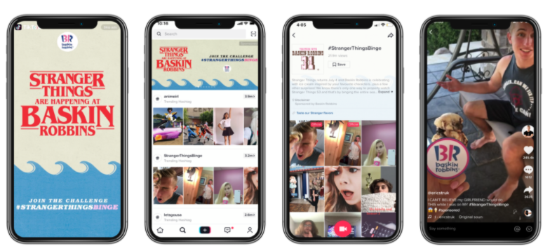 TikTok strategie voor bedrijven - Voorbeeld foto's van diverse TikTok accounts op verschillende smartphones - SEO vrienden